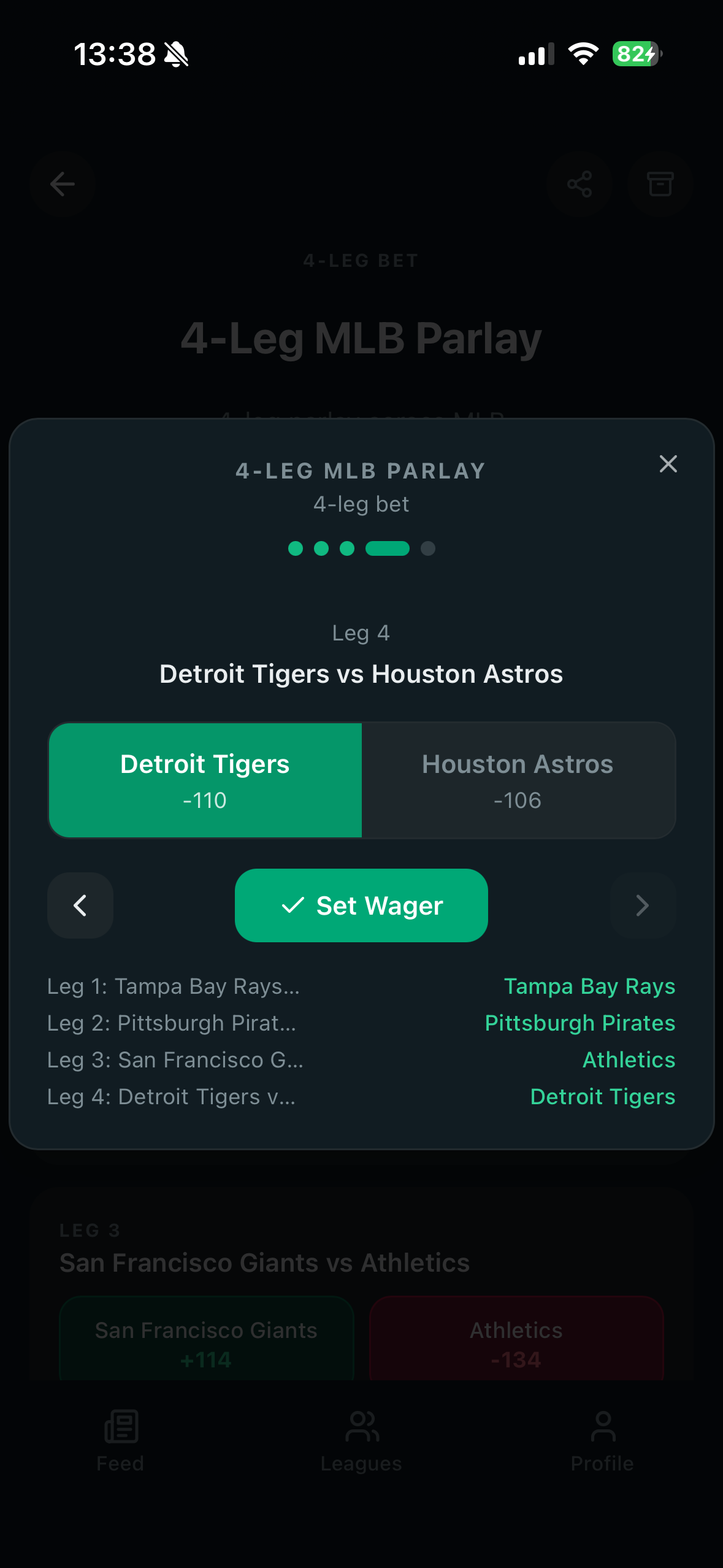 MLB parlay wager